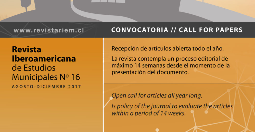 Convocatoria para la edición 16 de la Revista Iberoamericana de Estudios Municipales