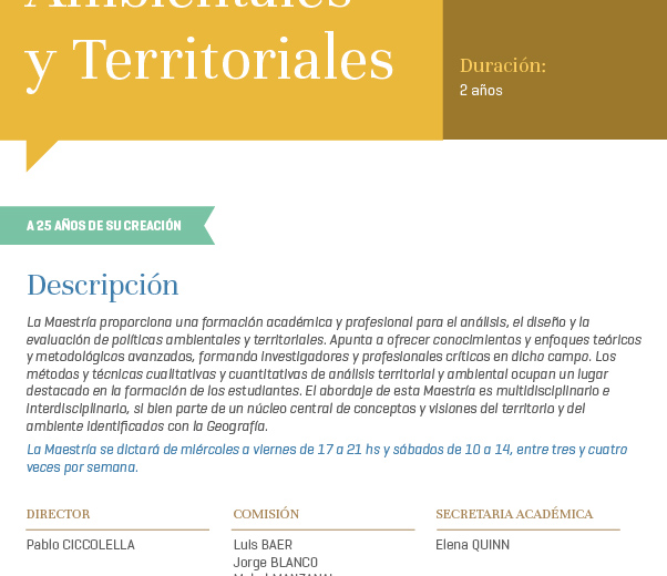 Maestría en Políticas Ambientales y Territoriales – Facultad de Filosofía y Letras de la Universidad de Buenos Aires
